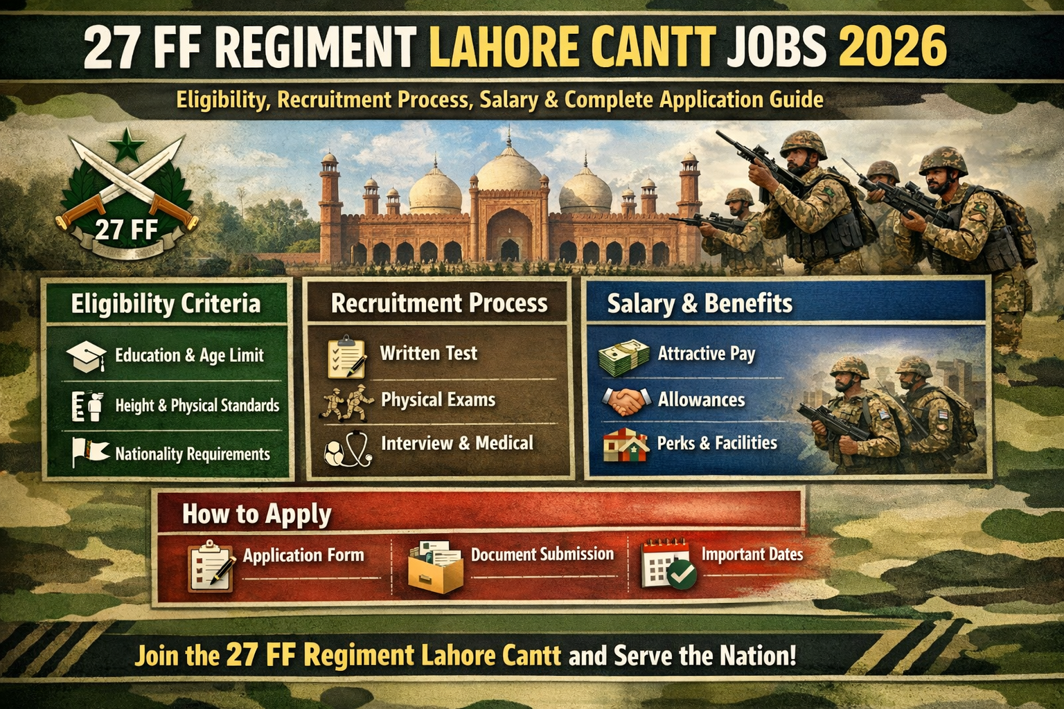 27 FF Regiment Lahore Cantt Jobs 2026 – Eligibility, Recruitment Process, Salary & Complete Application Guide